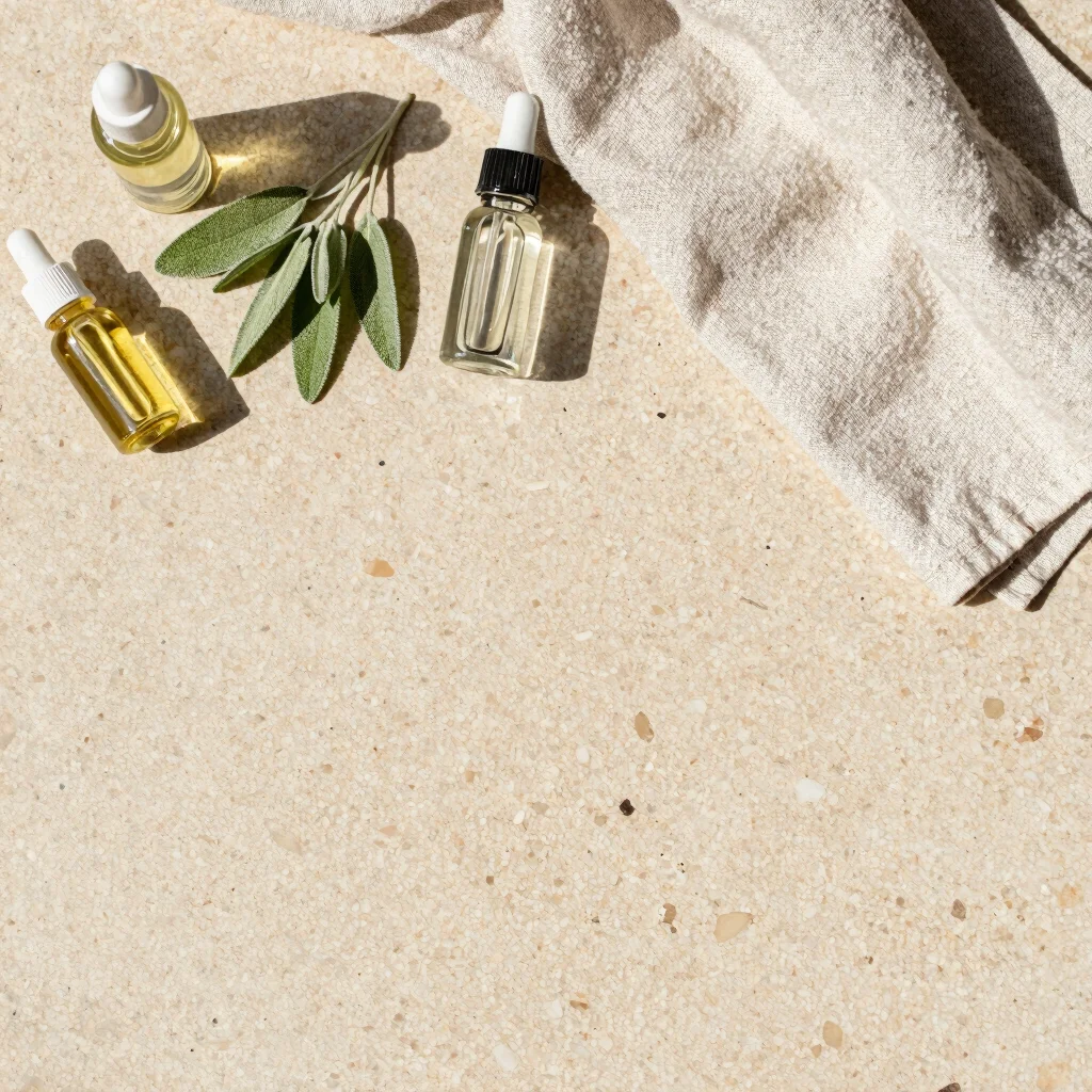Botanical massage oils and neatly prepared towels